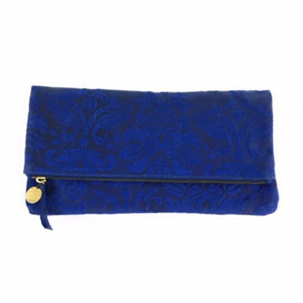 Claire Vivier Blue Black Textured Fold Over Clutch